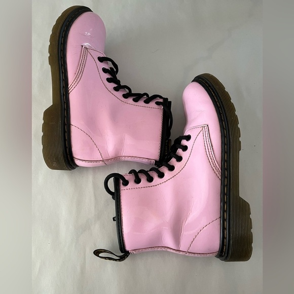 Dr. Martens 1460 Boot - Kids Size 2 Pink Patent Leather Lace Up Zipper Up - Picture 9 of 11